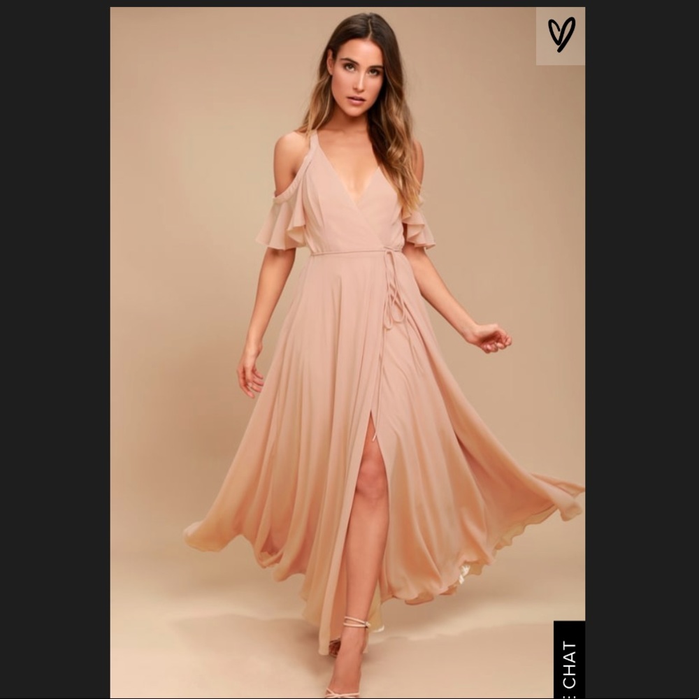 Lulus Blush off-the-shoulder wrap maxi dress
